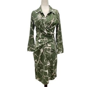 Samantha Sung Long Sleeve Wrap Green Dress Size UK 8, US 4